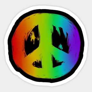 Ragged Peace Sign Rainbow Sticker